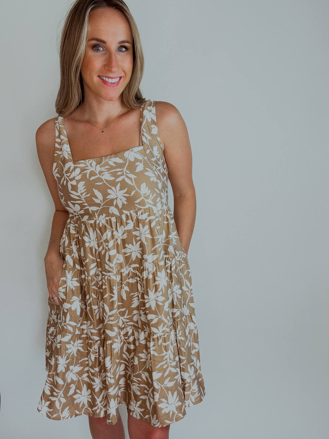 Simply Neutral Floral Mini Dress S Simply Neutral Floral Mini Dress S