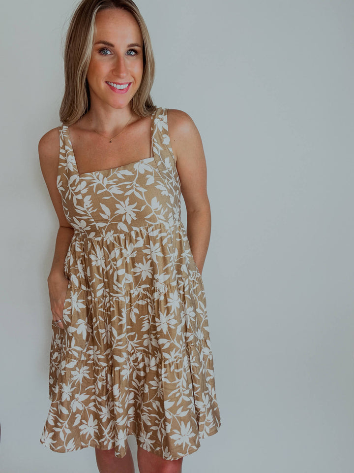 Simply Neutral Floral Mini Dress