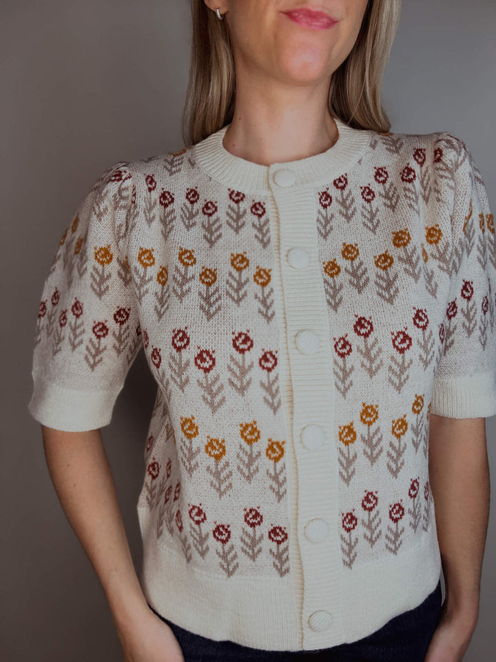 Fall in Flora Button-up Sweater Cardigan