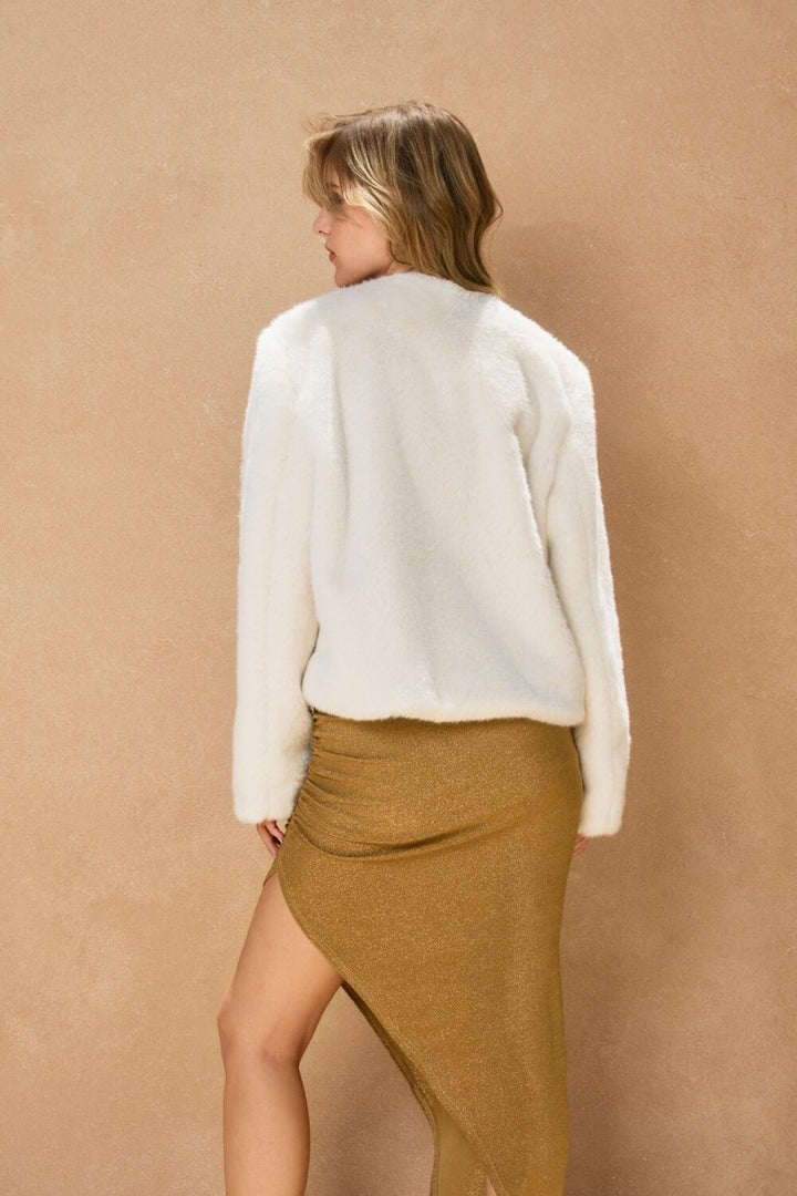 Wind Whispers Faux Fur Patch Pocket Jacket