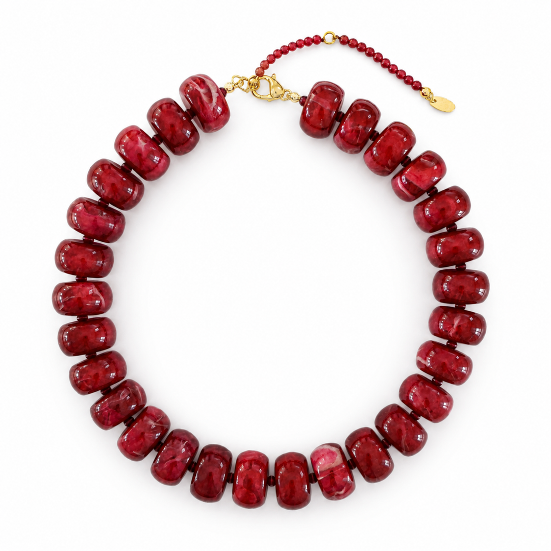 Chunky Resin &amp; Natural Stone Bead Necklace