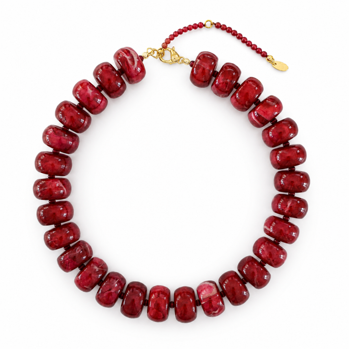 Chunky Resin &amp; Natural Stone Bead Necklace
