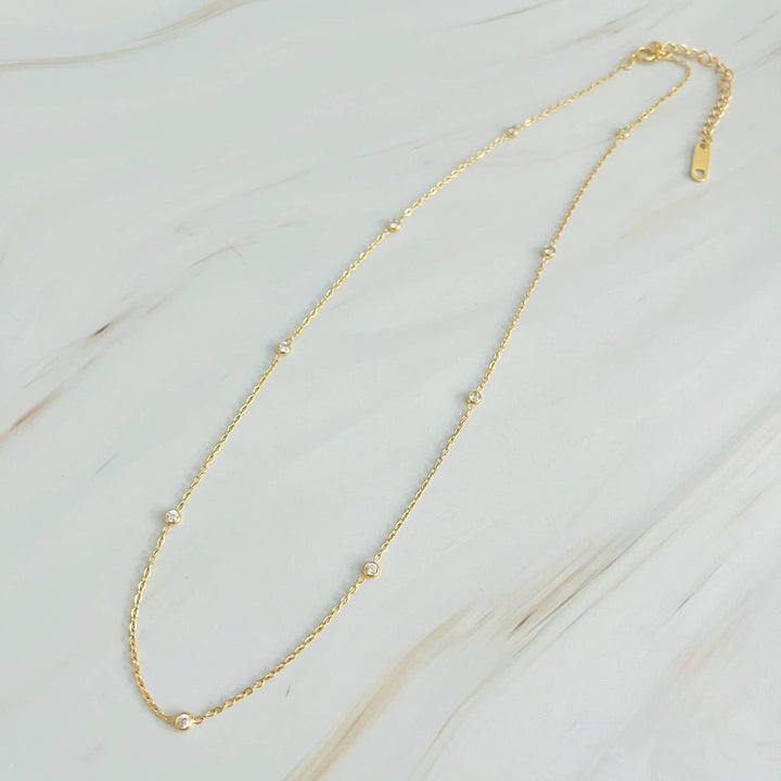 Dainty Bezeled Sparkle Necklace