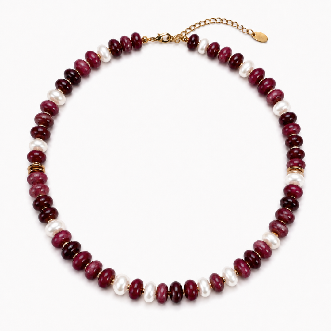 Color Garden Beaded Necklace – Natural Stone Beads Mix