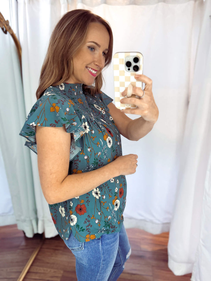 Raquel Floral Mock Neck Blouse