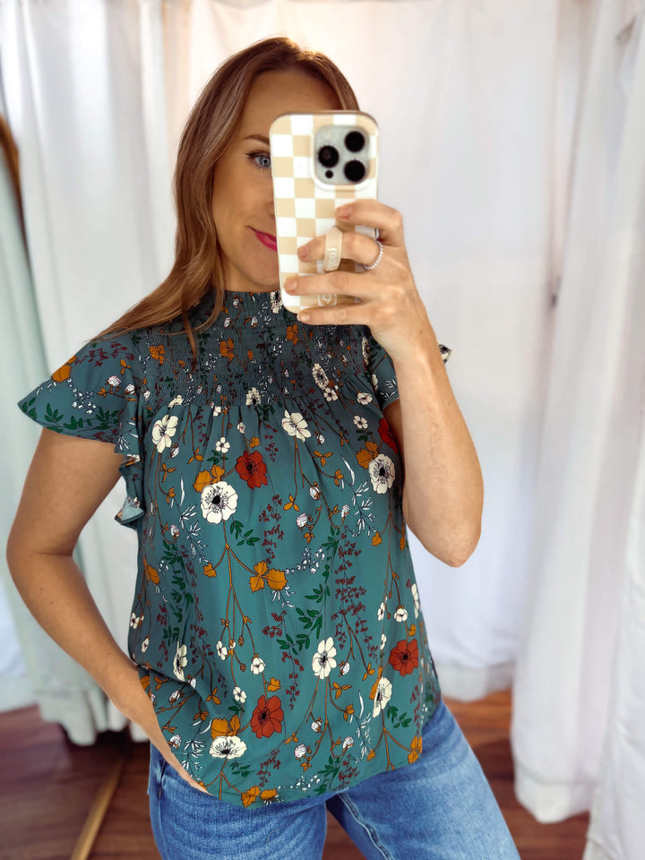 Raquel Floral Mock Neck Blouse