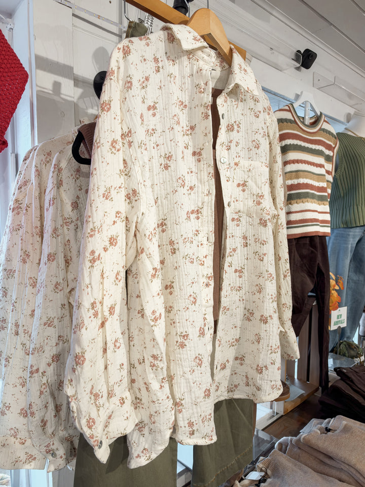 Floral Cotton Gauze Relaxed Fit Shirt