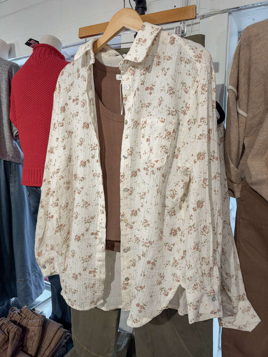 Floral Cotton Gauze Relaxed Fit Shirt
