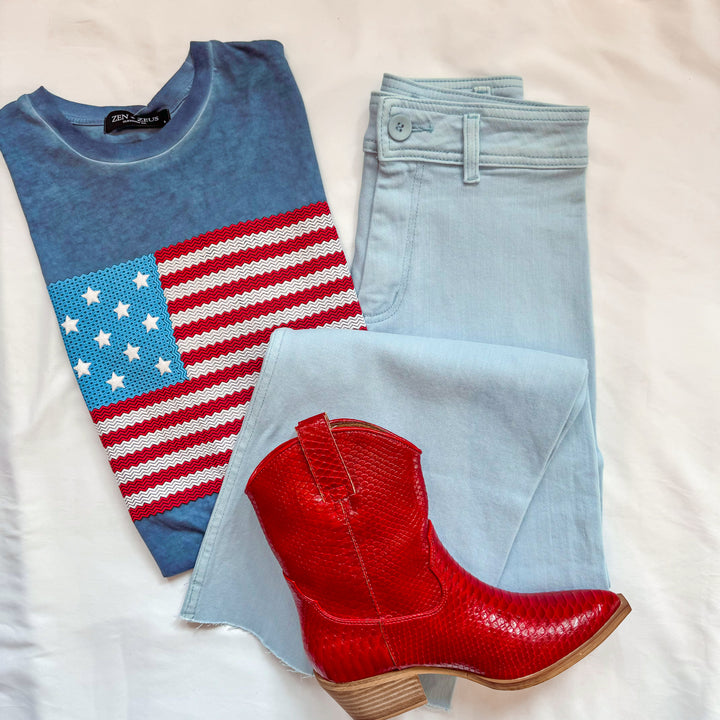 American Flag Puff Graphic Tee