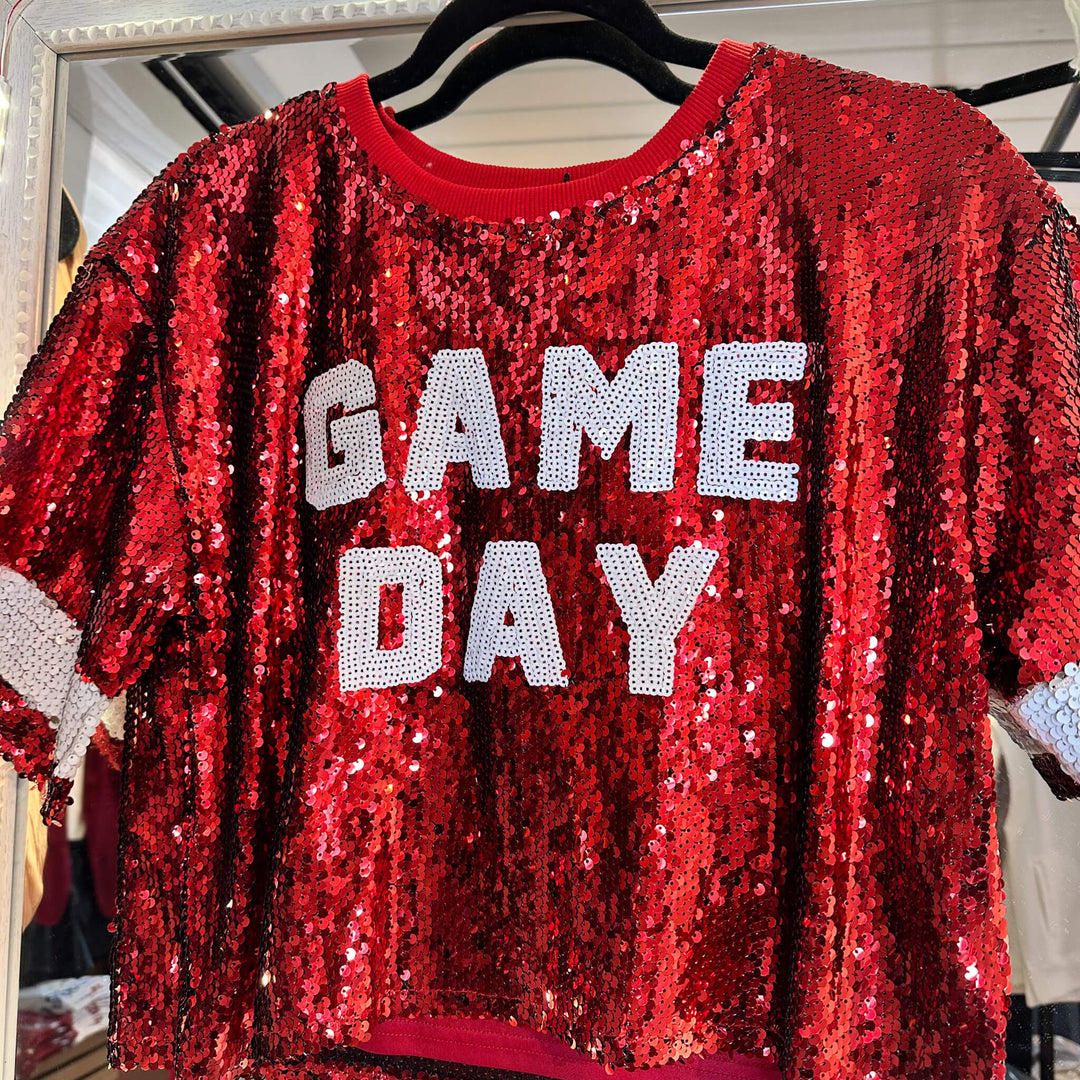 Game Day Sequins Cropped Top