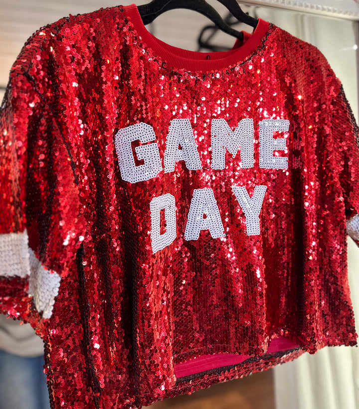 Game Day Sequins Cropped Top