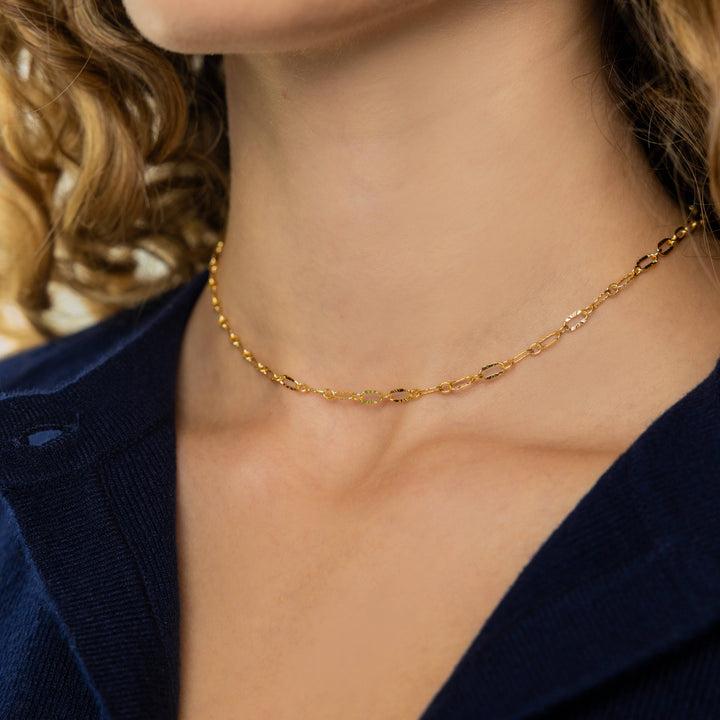 18K Gold Modern Paperclip Necklace