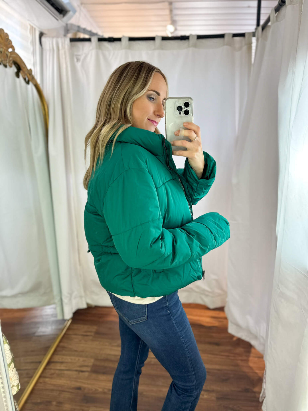 Pine Green Puffer Coat