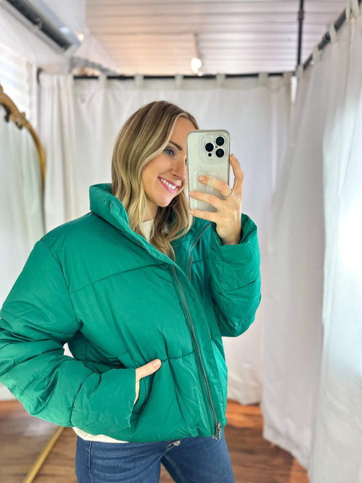 Pine Green Puffer Coat