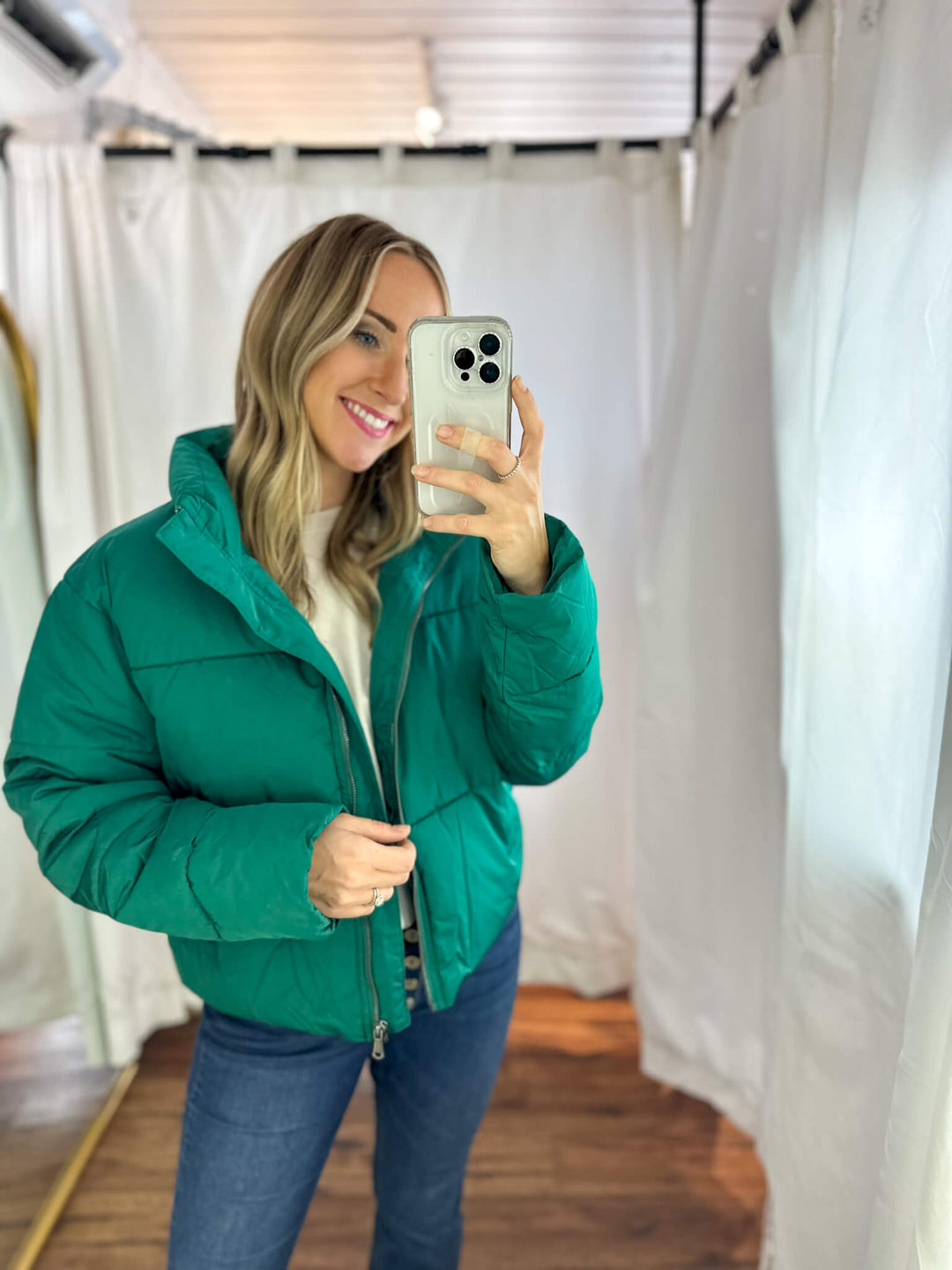 Pine Green Puffer Coat