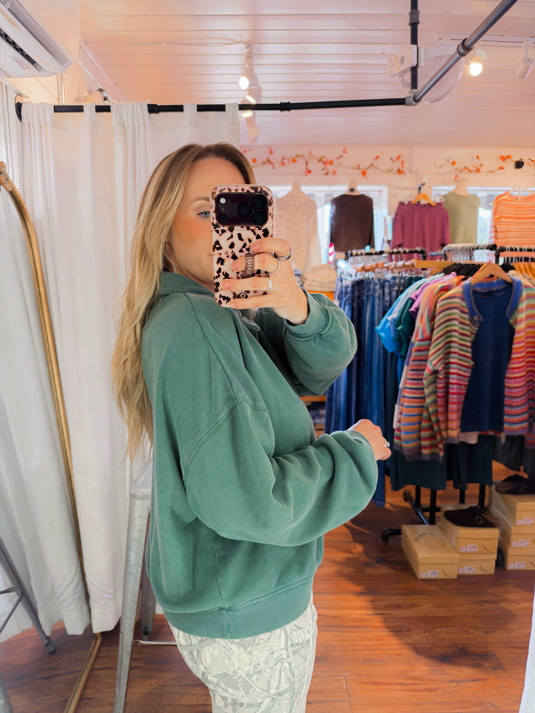 Collared Henley Pullover Sweatshirt