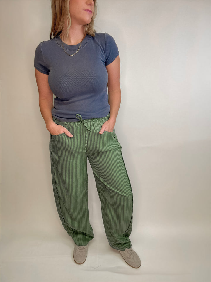 Rowan Striped Barrel Drawstring Pants