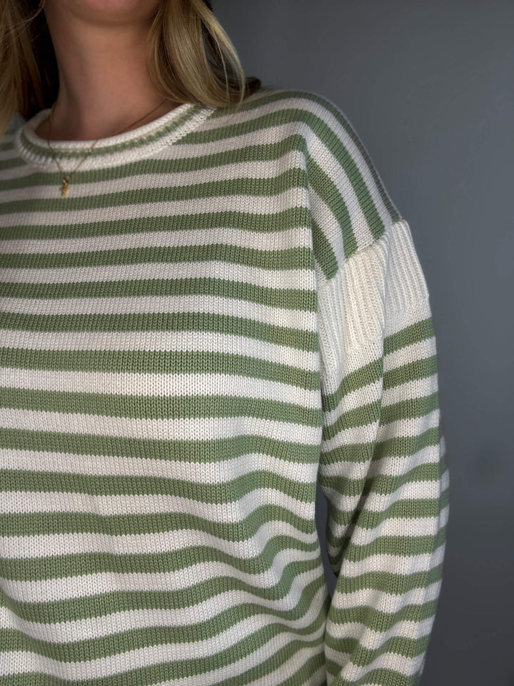 Matcha Striped Knit Sweater - Large