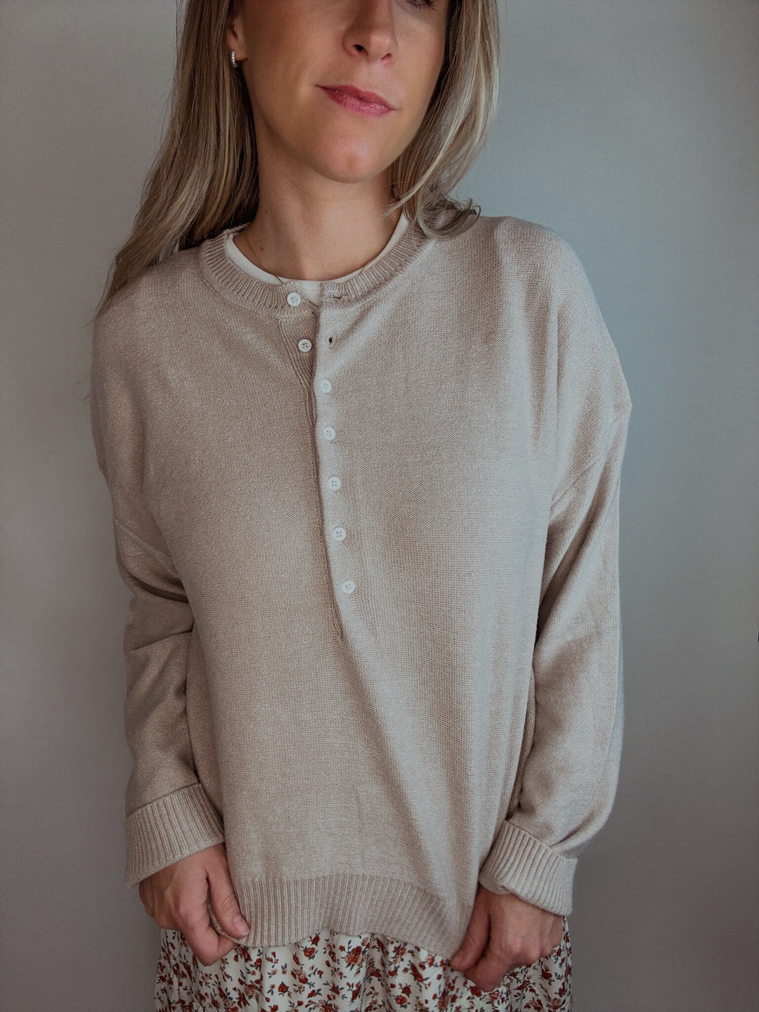 Campfire Henley Layering Button-up Sweater