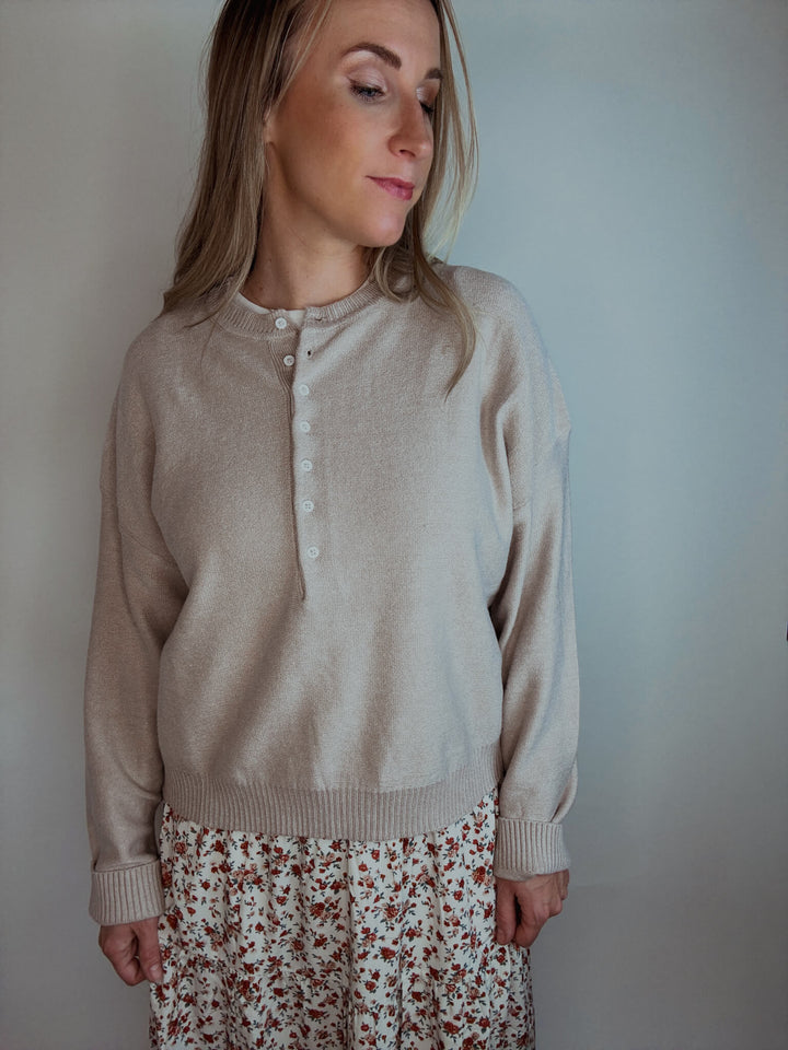 Campfire Henley Layering Button-up Sweater