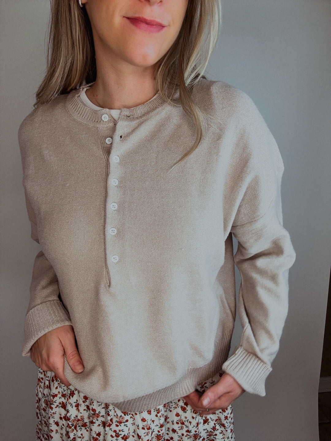 Campfire Henley Layering Button-up Sweater