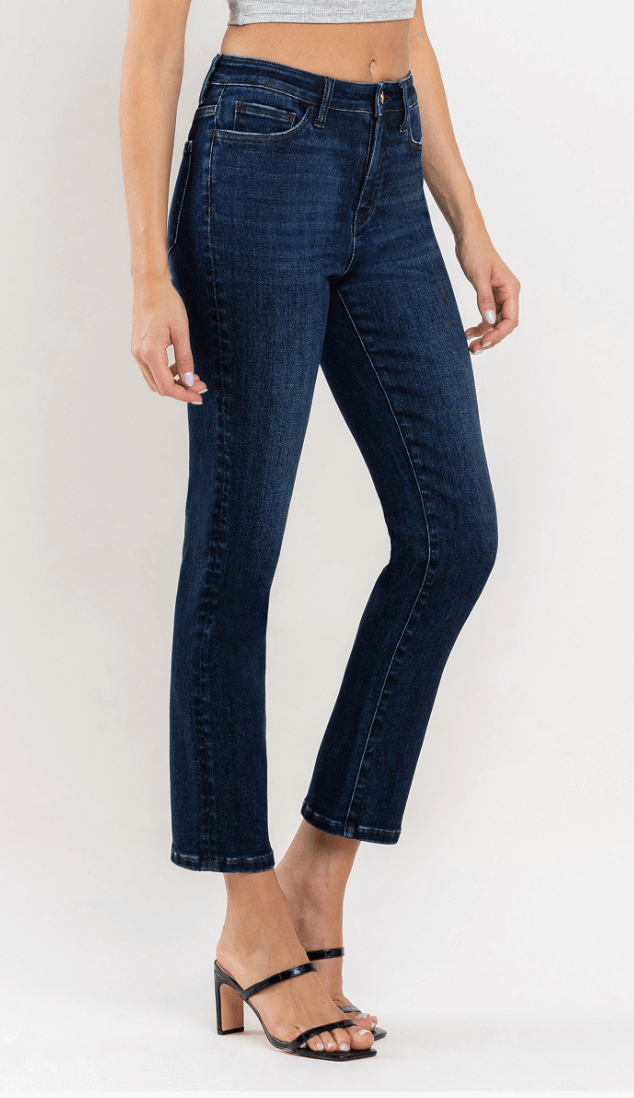 High-Rise Ankle Slim Straight Jeans