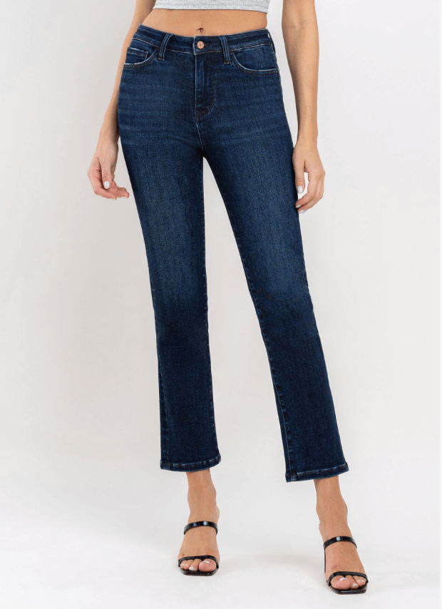 High-Rise Ankle Slim Straight Jeans