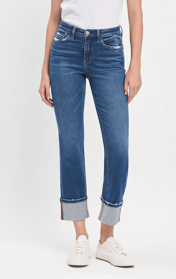 Jeanne High Rise Stretch Slim Straight Cuff Jean