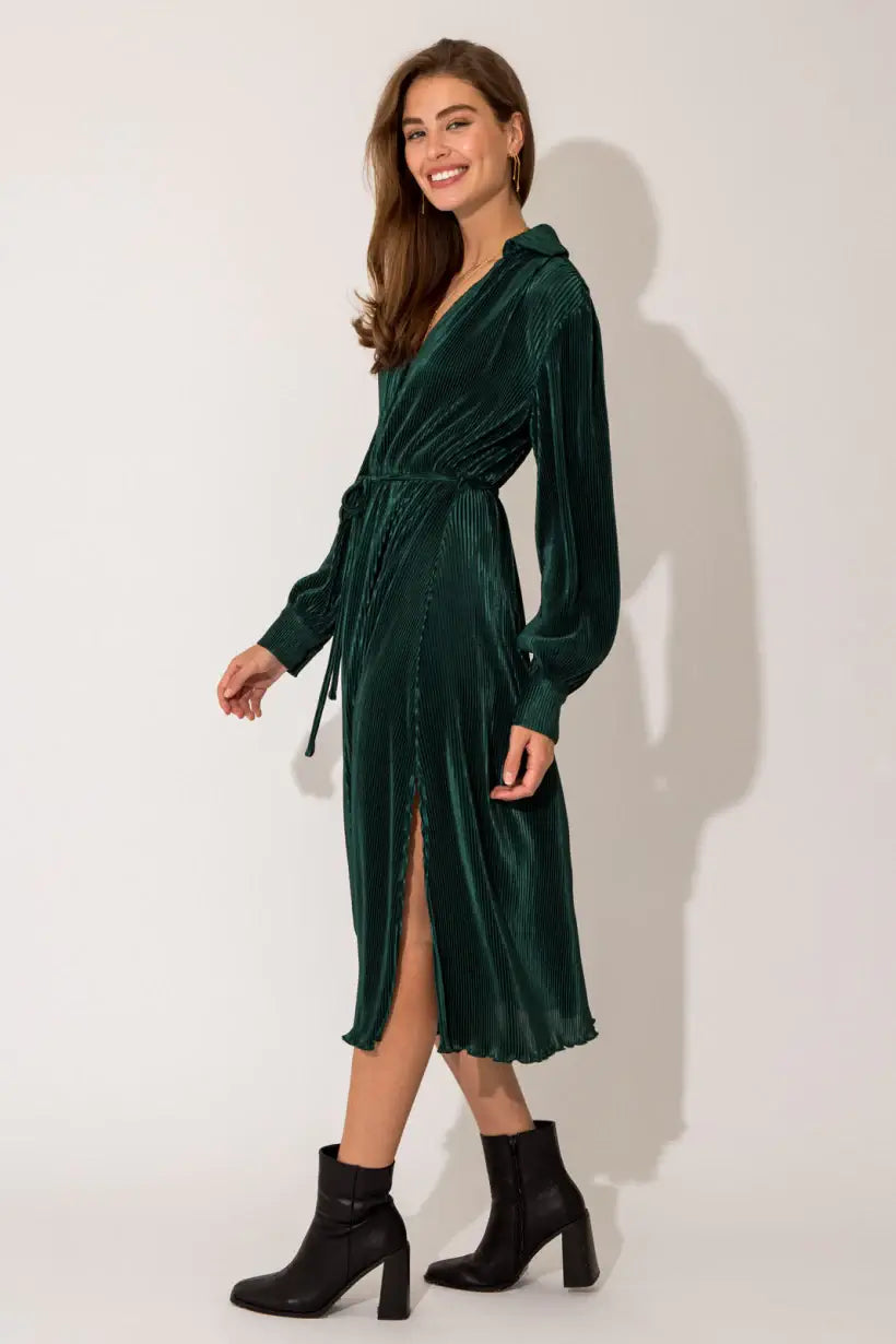 Evergreen Pleated Maxi Shirt Dress Zen + Zeus Clothing Co. Evergreen Pleated Maxi Shirt Dress Zen + Zeus Clothing Co.