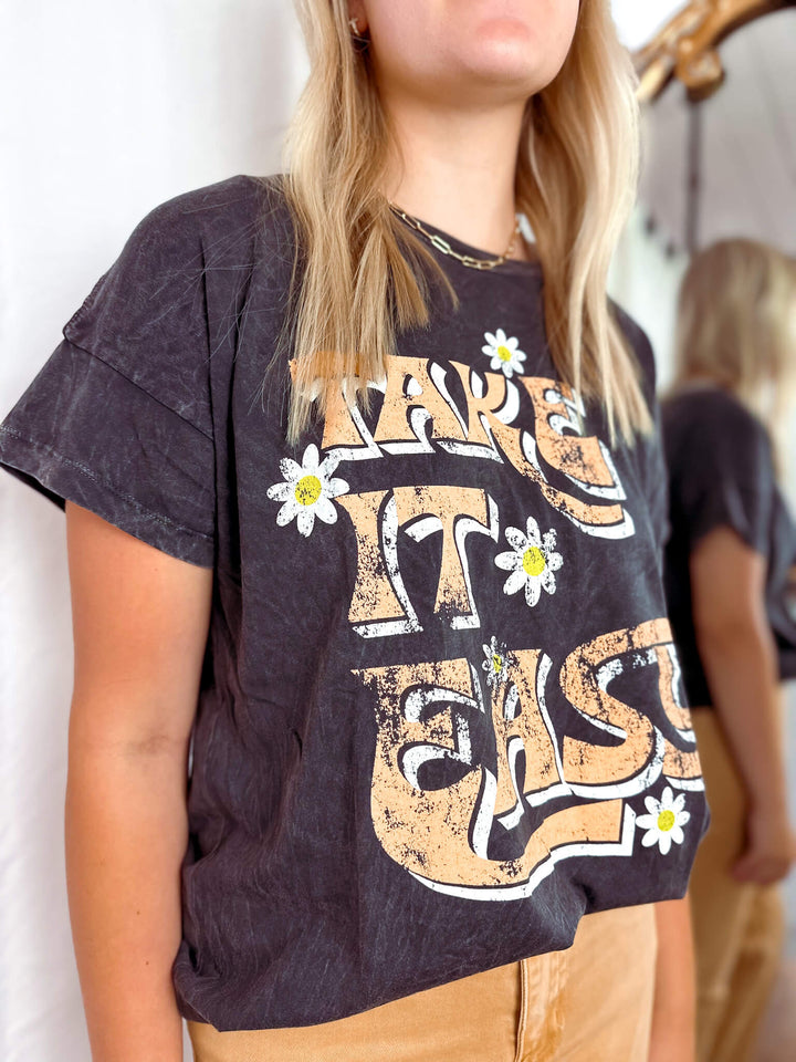 Take it Easy Daisy Vintage Wash Graphic Tee