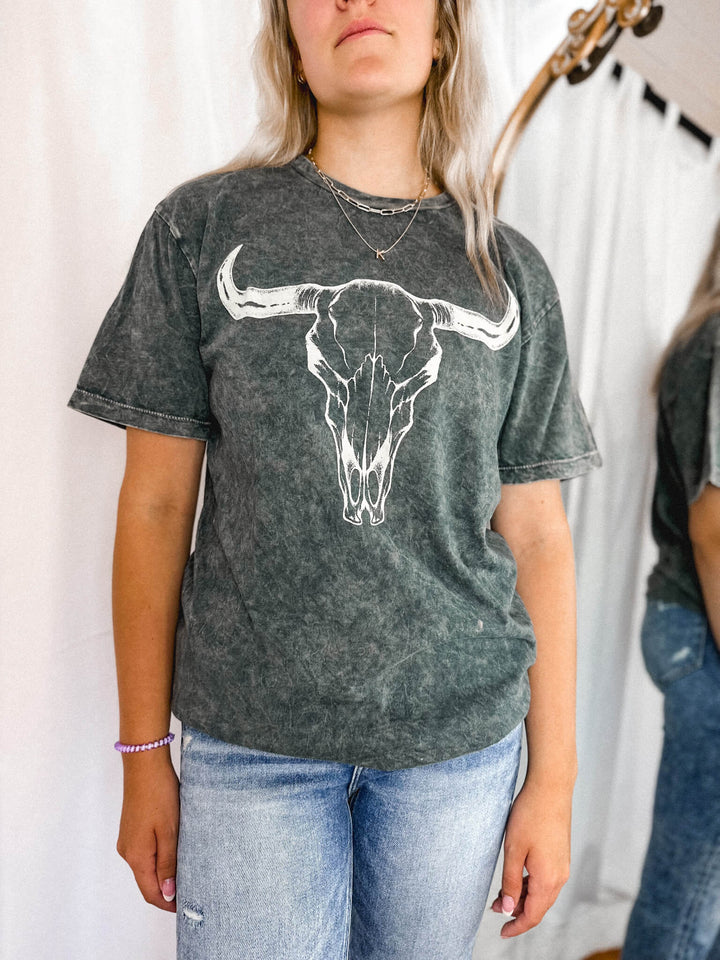Cow Skull Mineral Wash Graphic Tee