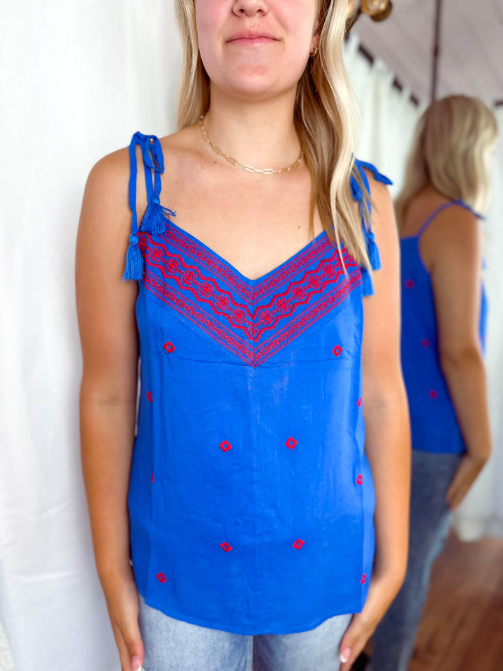 Embroidered Sleeveless Top