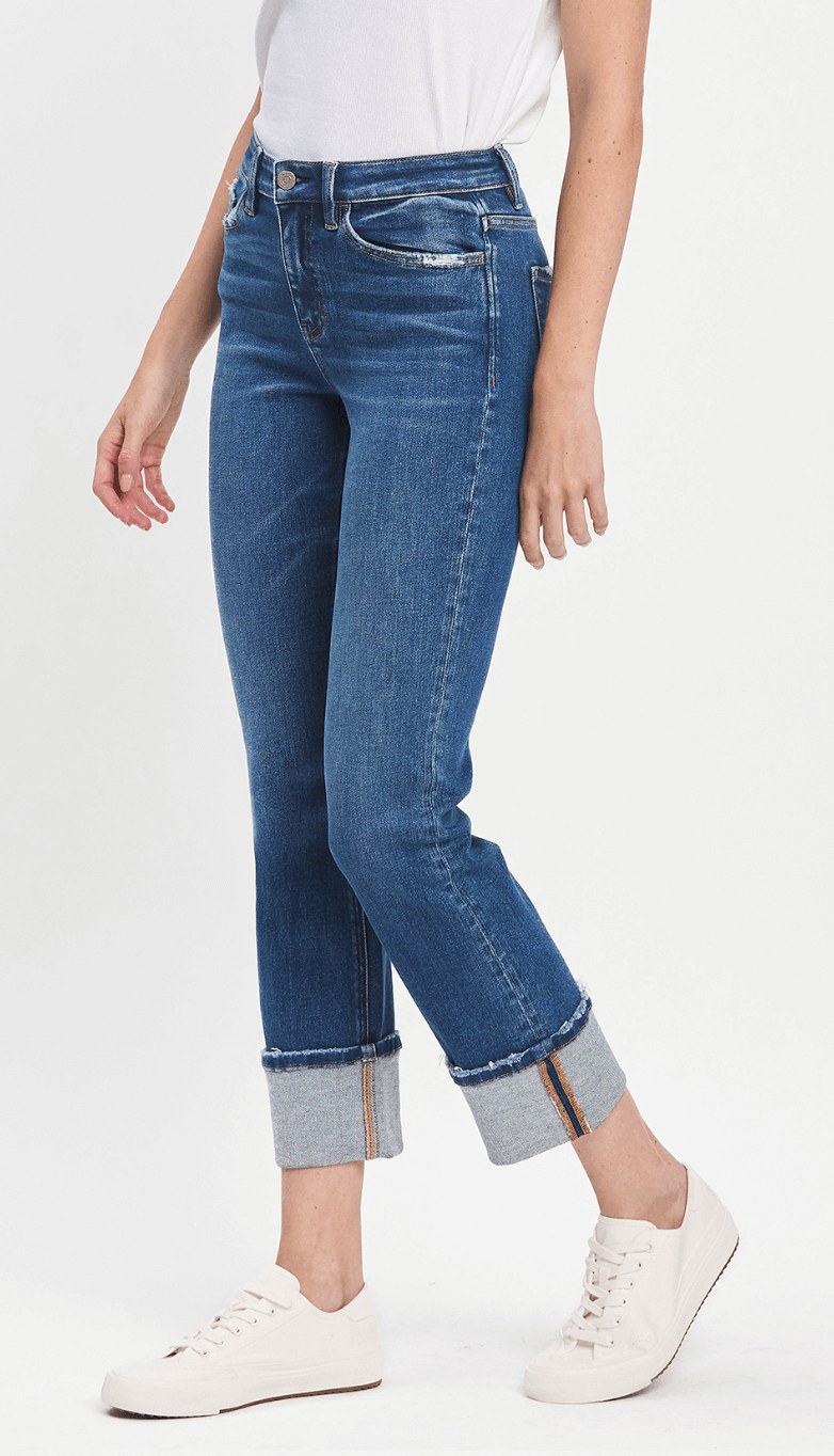 Jeanne High Rise Stretch Slim Straight Cuff Jean