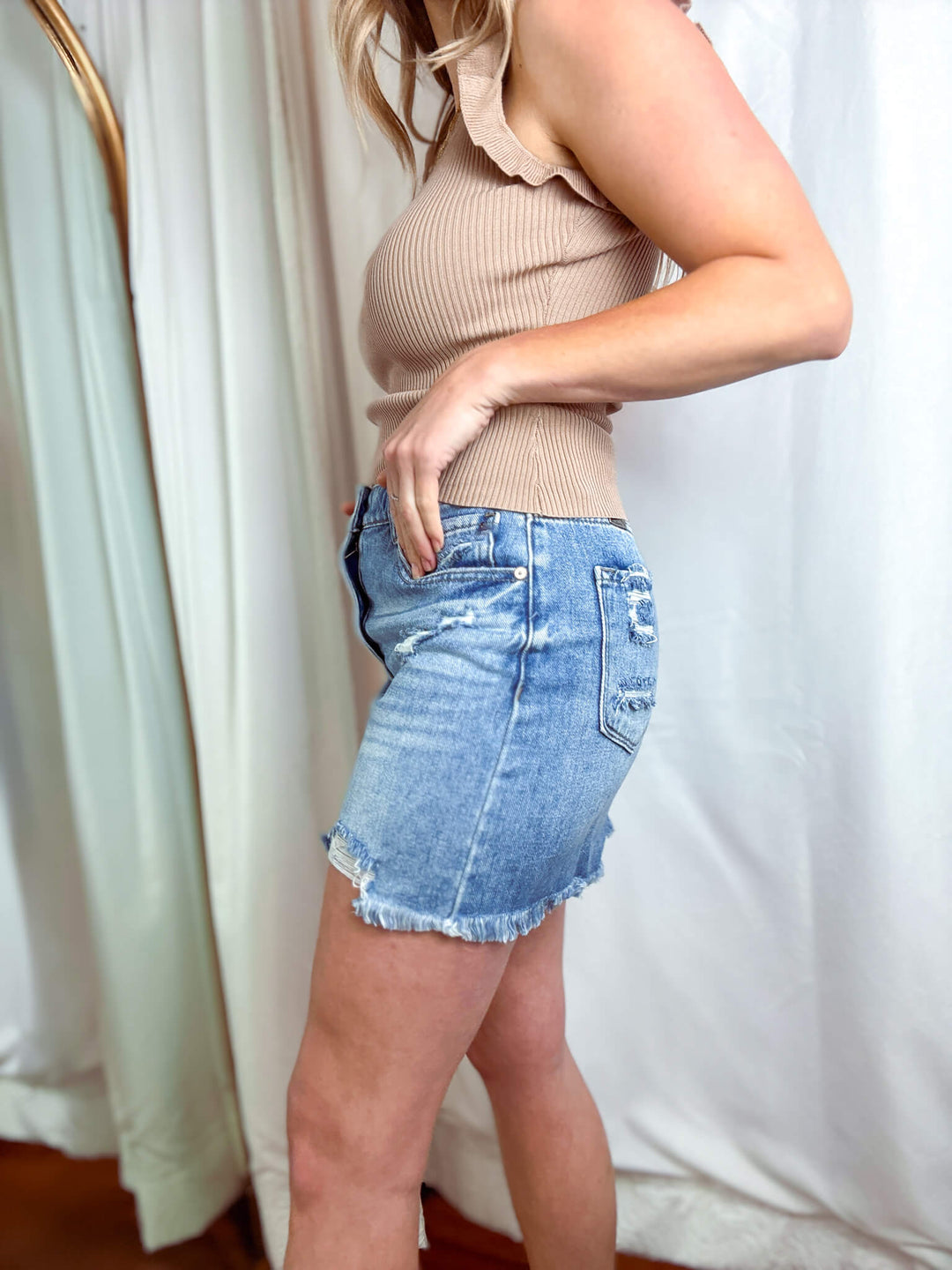 Julianna Frayed Bottom Denim Mini Skirt