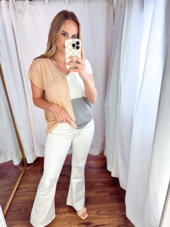 High Rise White Bootcut Flare Jeans