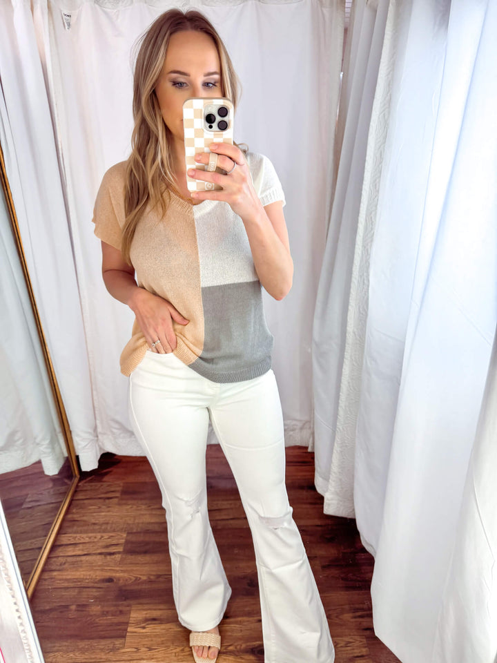 High Rise White Bootcut Flare Jeans