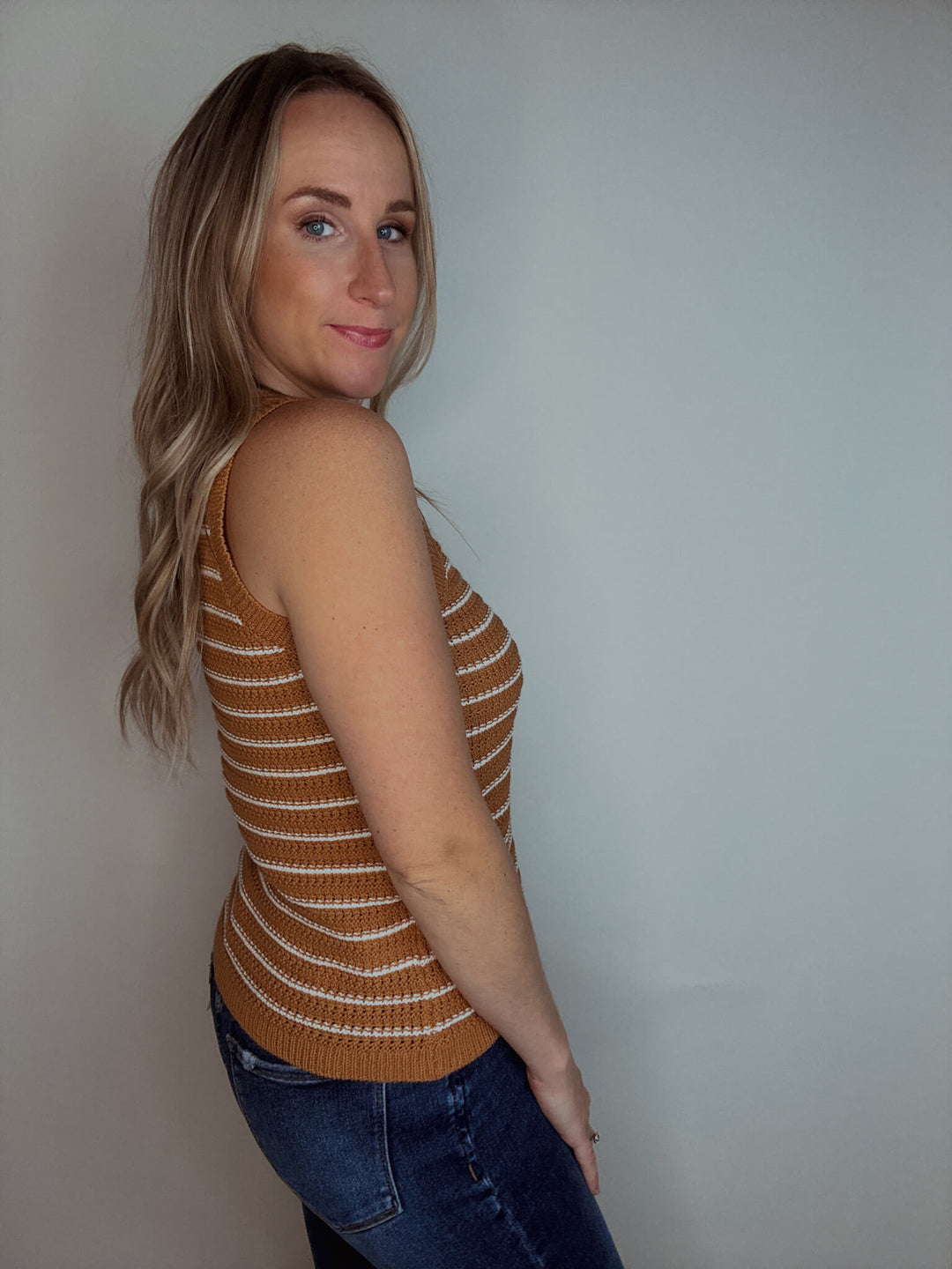 Maple Grove Stripe Sleeveless Sweater