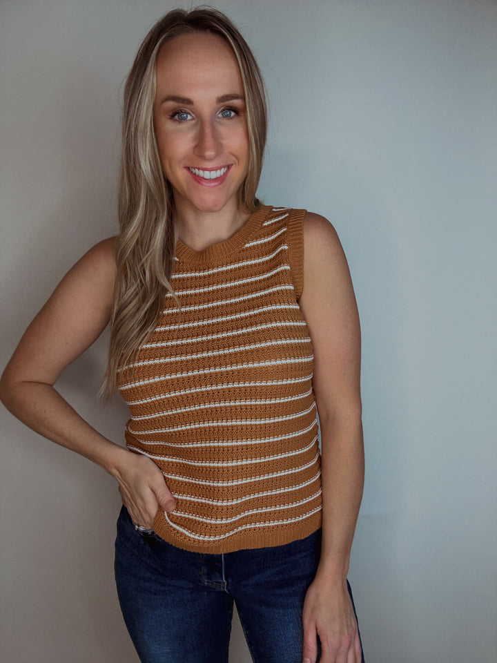 Maple Grove Stripe Sleeveless Sweater