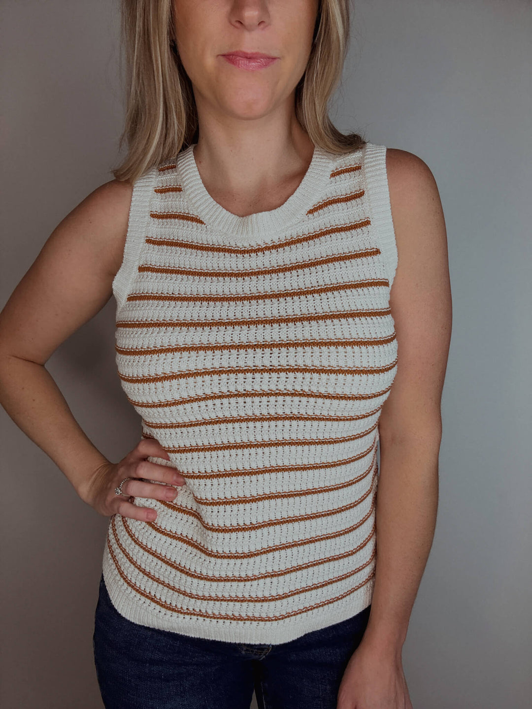 Maple Grove Stripe Sleeveless Sweater