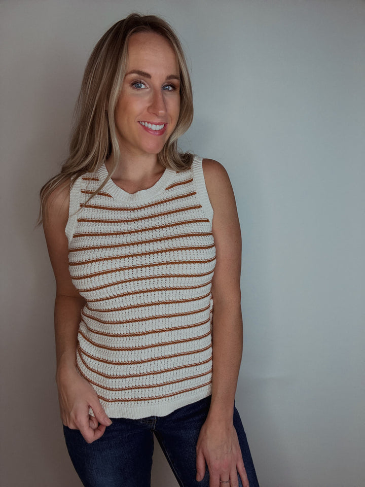 Maple Grove Stripe Sleeveless Sweater