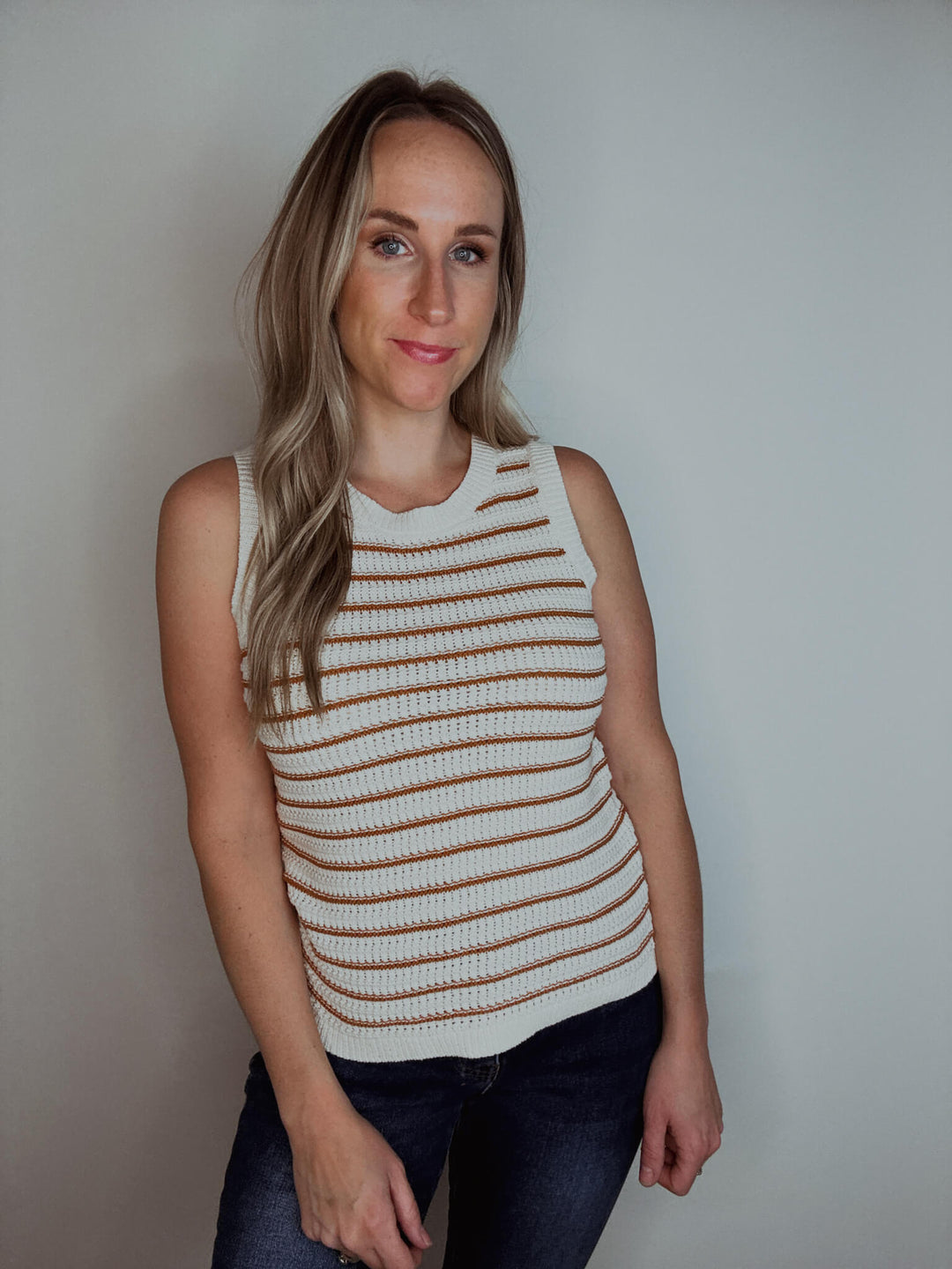 Maple Grove Stripe Sleeveless Sweater