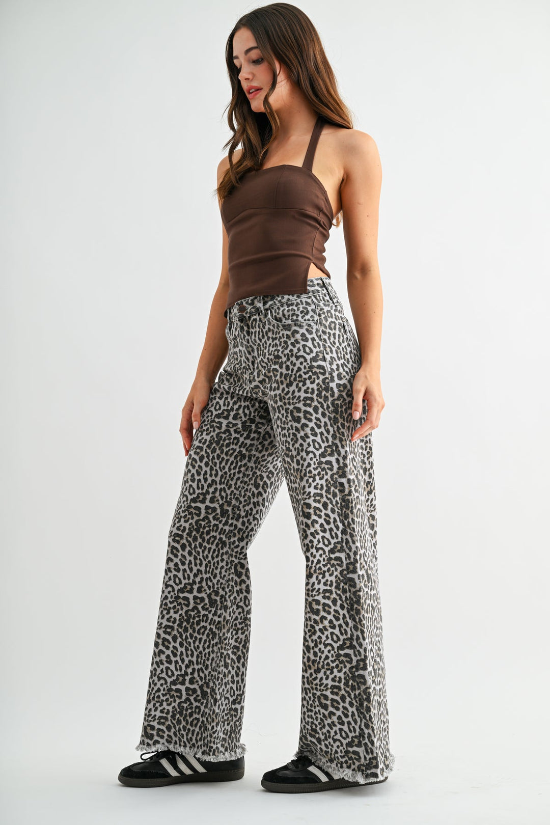 Schooner High Rise Wide Leg Leopard Jeans