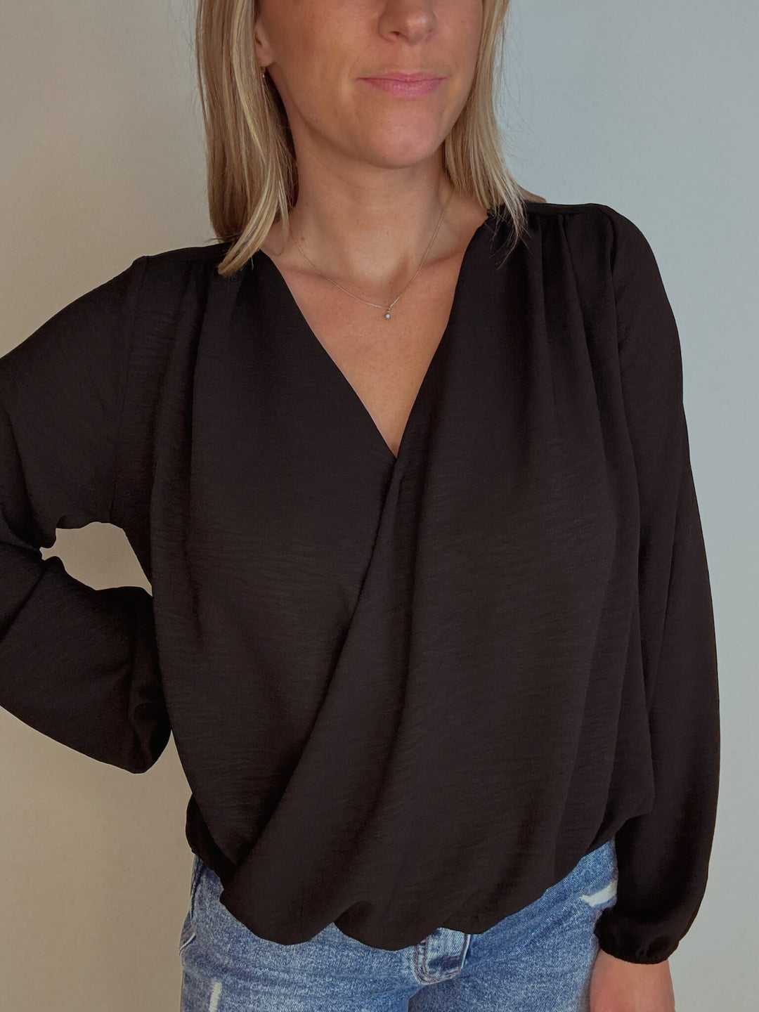 Signature Surplice Shirring Blouse