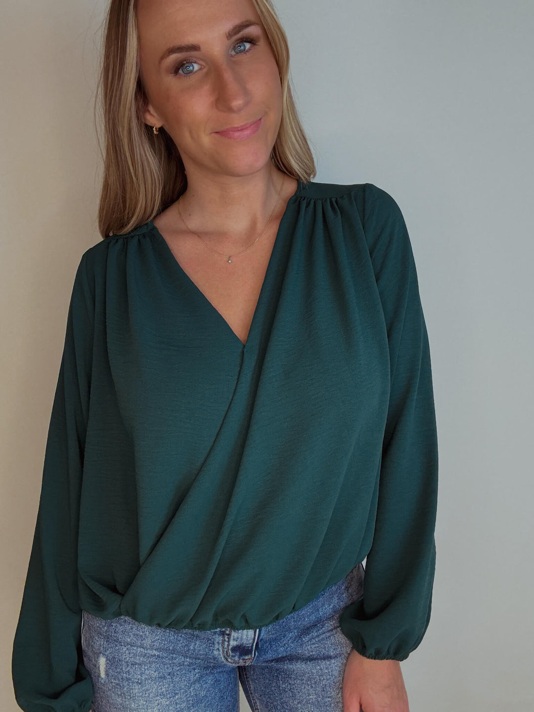 Signature Surplice Shirring Blouse