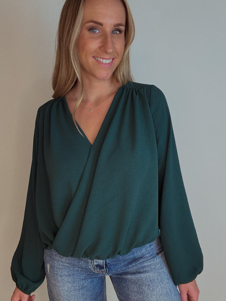 Signature Surplice Shirring Blouse