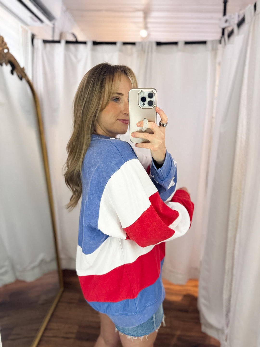 Oversized Mineral Wash American Flag Top