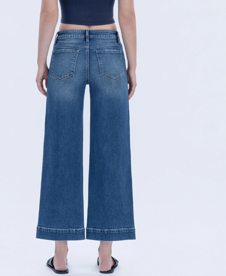 Mesmerism High Rise Trouser Hem Crop Wide Leg Jeans