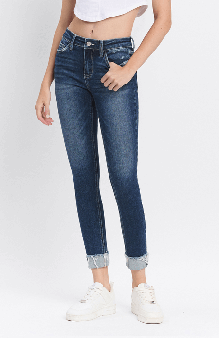 Mid Rise Cuffed Skinny Jean