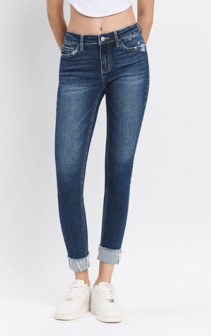 Mid Rise Cuffed Skinny Jean