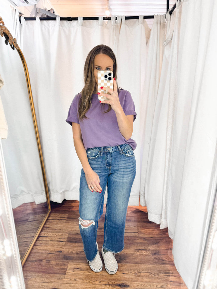 Sailor Snap High Rise Slim Wide Leg Jeans